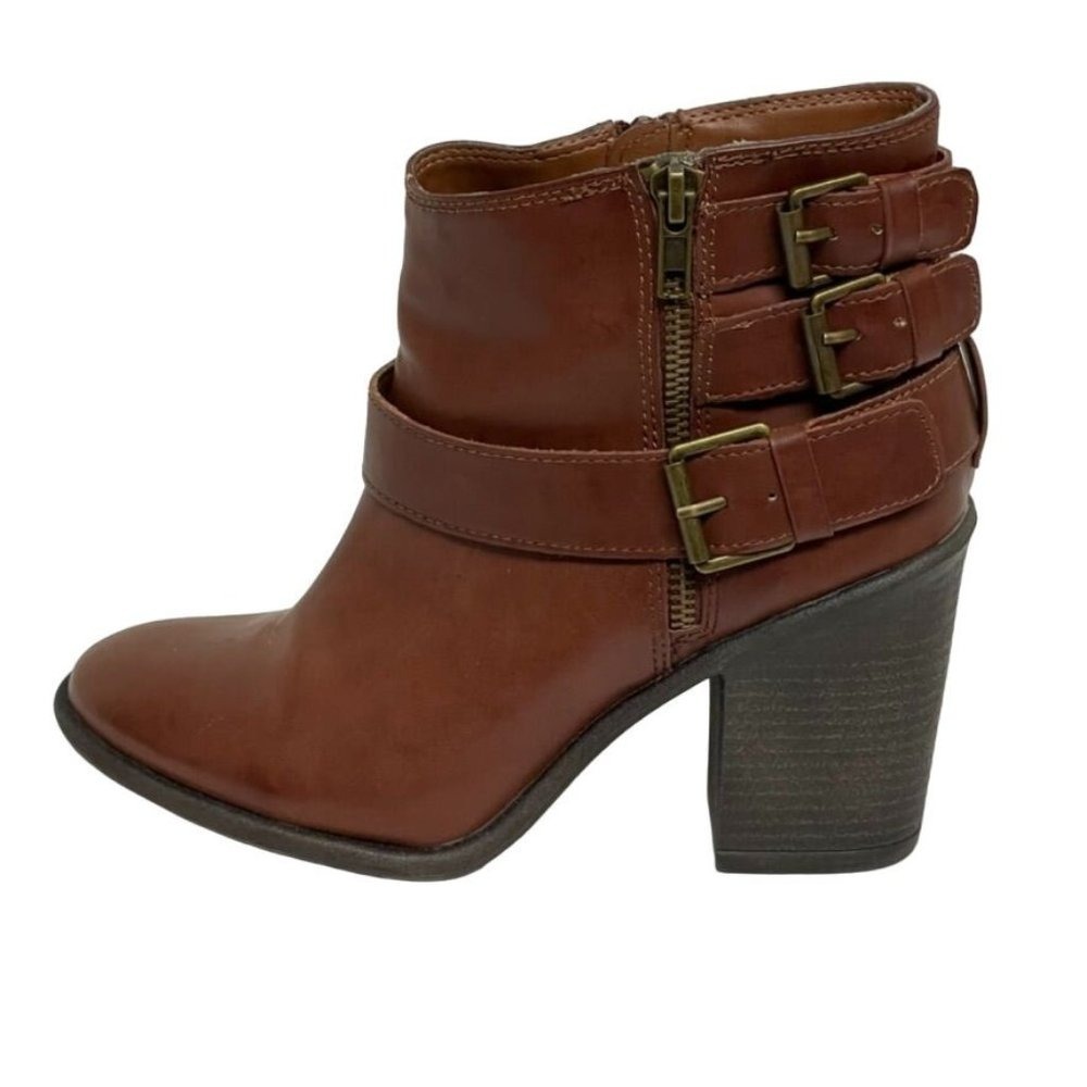 MIA Womens Ankle‎ Boots Stocked Heel Brown Size 7 Side Buckles